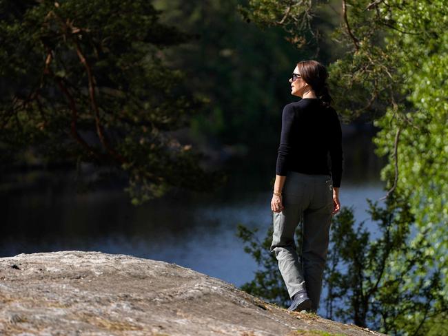 Queen Mary of Denmark is pictured as she takes a walk around Ulsrudvann lake in Oslo. Picture: Beate Oma Dahle / NTB / AFP / Norway OUT