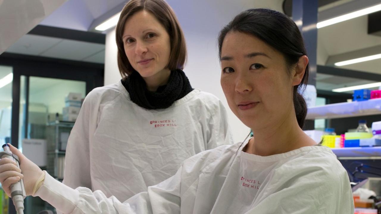 Researcher Clare Slaney (R) and research assistant Bianca von Scheidt (L). Picture: NBCF