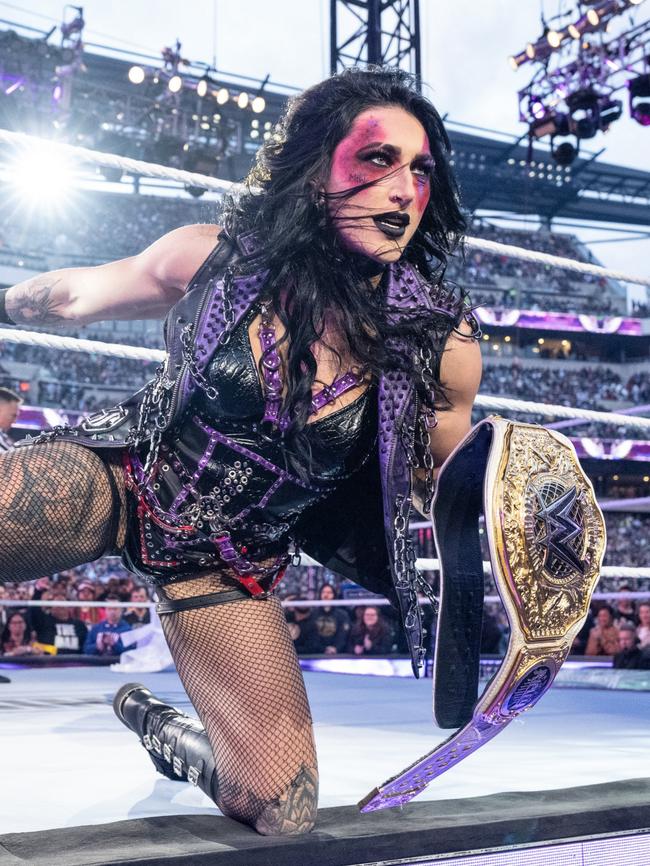 Rhea Ripley in the ring during at WrestleMania 40. Picture: WWE/Getty Images