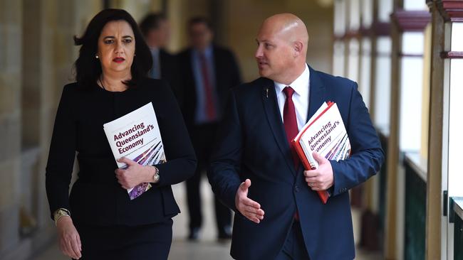 Queensland Premier Annastacia Palaszczuk and Treasurer Curtis Pitt handed down the State Budget today. Picture: Dan Peled/AAP