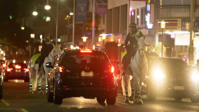 Mounted police on Hindley Street on a Friday night. The Advertiser/ Morgan Sette