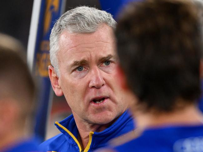 West Coast coach Adam Simpson has been under pressure as the club heads for the wooden spoon. Picture: Morgan Hancock/AFL Photos via Getty Images.