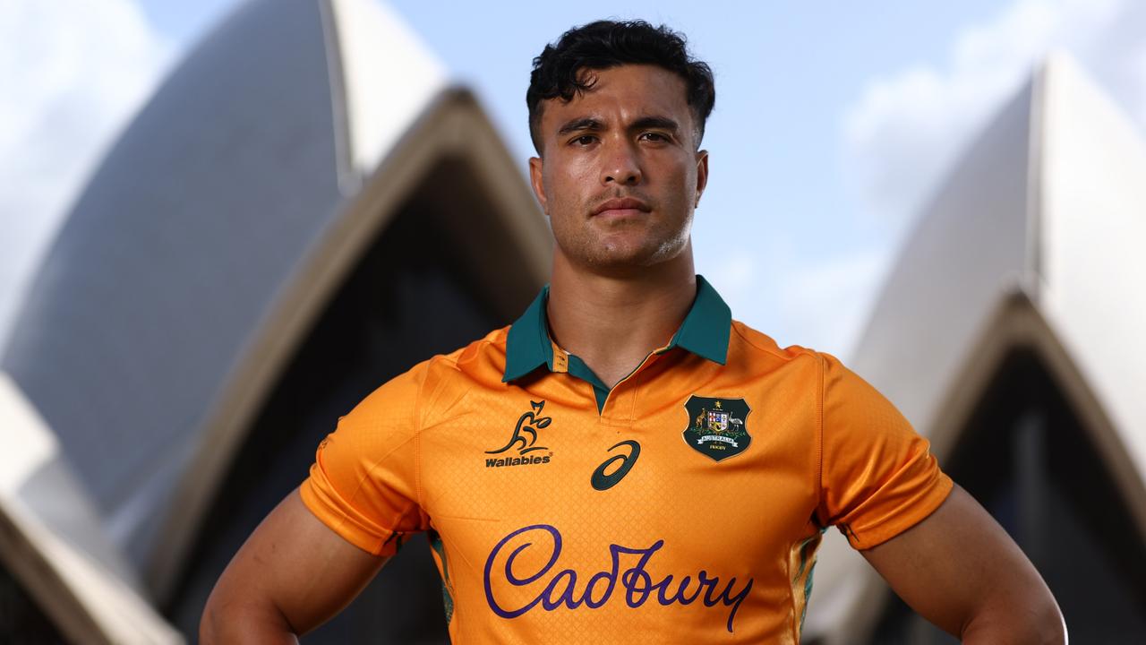 Joseph-Aukuso Suaalii has turned to Israel Folau as he prepares to make his Wallabies debut. Picture: Jason McCawley/Getty Images