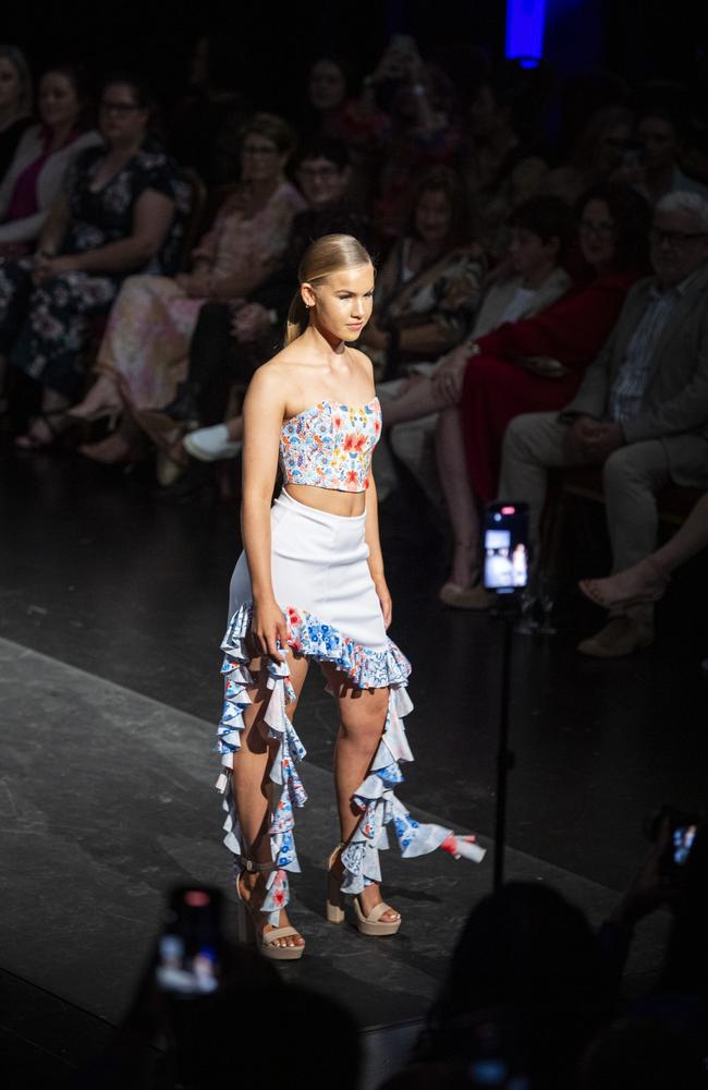 Designs by Fairholme College fashion are featured on the Emerging Designers runway of Toowoomba Fashion Festival at The Armitage Centre, Saturday, March 16, 2024. Picture: Kevin Farmer