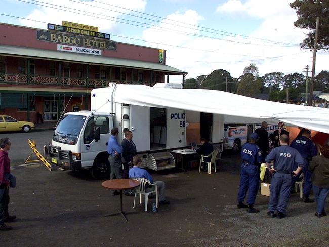 Police performed DNA testing of locals outside Bargo Hotel, in 20003 in effort to track down killer of Rachelle Childs. Pic Troy Bendeich. NSW / Crime / Murder