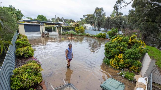 Echucha resident Adam’s yard fills with water. Picture: Jason Edwards