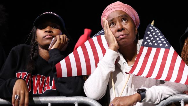 Supporters of US Vice President and Democratic presidential candidate Kamala Harris react during an election night event at Howard University. Picture: AFP