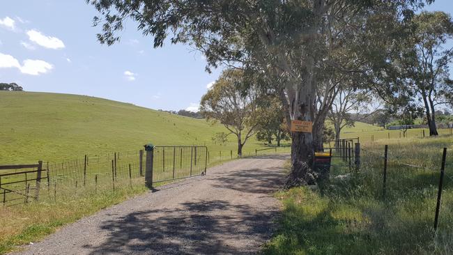 The entry to the land at Golden Grove jointly owned by a company run by the brother of Tea Tree Gully councillor Paul Barbaro. Picture: COLIN JAMES