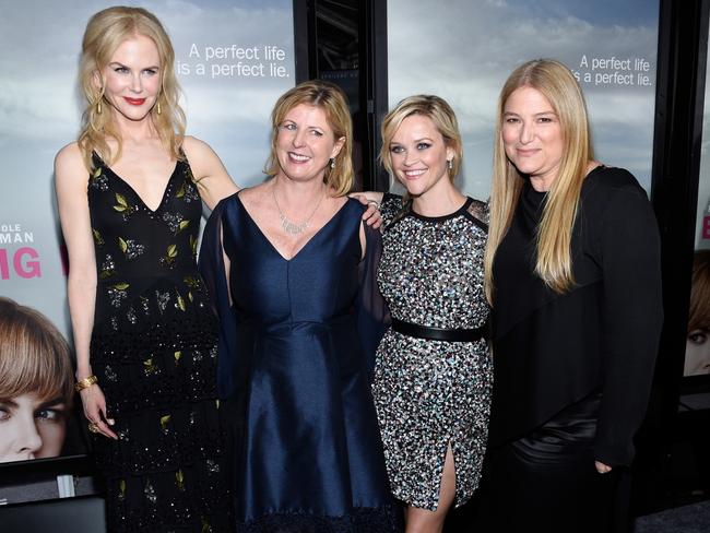 Actress Nicole Kidman, author Liane Moriarty, actress Reese Witherspoon, and executive producer Bruna Papandrea attend the premiere of HBO's "Big Little Lies" at TCL Chinese Theatre in Hollywood in 2017. (Photo by Kevork Djansezian/Getty Images)