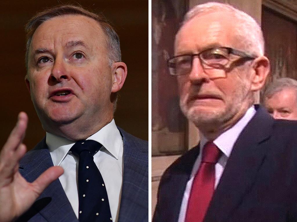 Opposition leader Anthony Albanese (left) and former UK Labour leader Jeremy Corbyn. Pictures: File