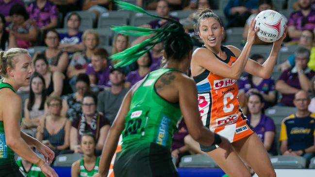 Amy Parmenter in a pre-season match for the Giants. Pic: Narelle Spangher 