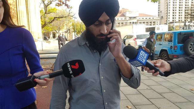 Bhupinder Singh outside the Adelaide Magistrates Court. Picture: Sean Fewster