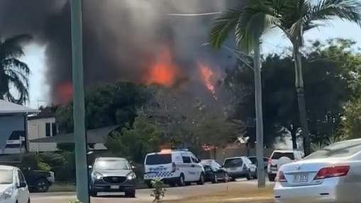 Photographs from the scene of a house fire in Daniels Street, Vincent, Townsville on Sunday morning. Queensland Police Service on the scene said the smoke could contain asbestos and advised all residents to go indoors and close the windows of their homes. Three people are currently being assessed by Queensland Ambulance Service.