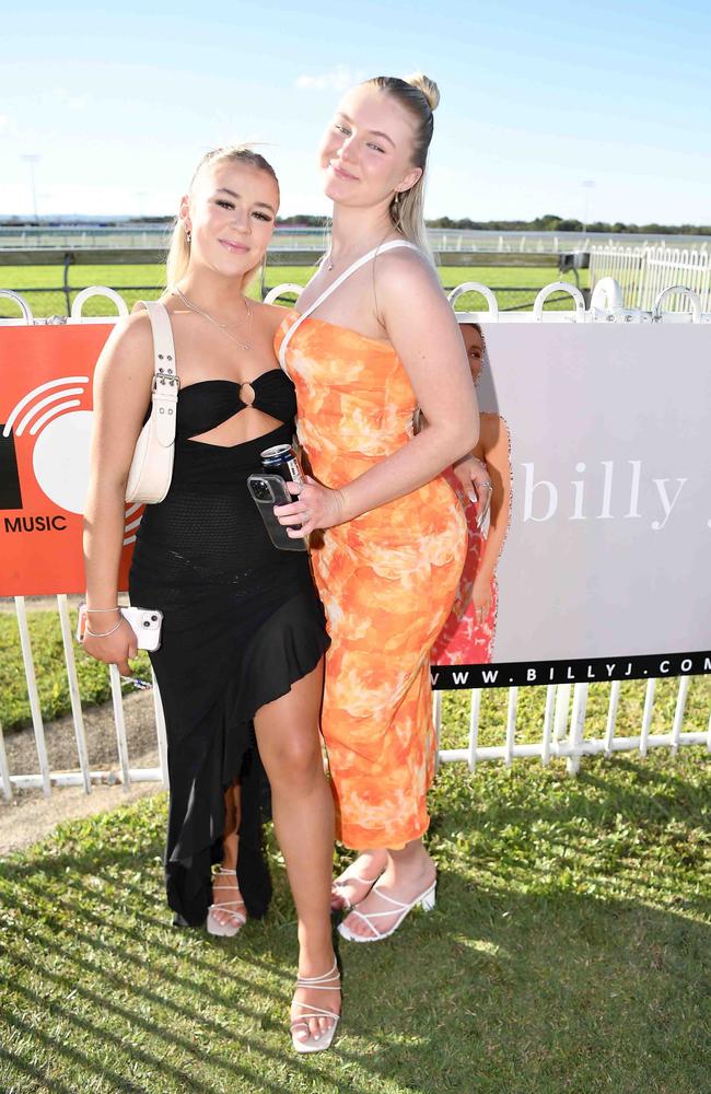 Tanisha Blant and Lily Chandler at Ladies Oaks Day, Caloundra. Picture: Patrick Woods.