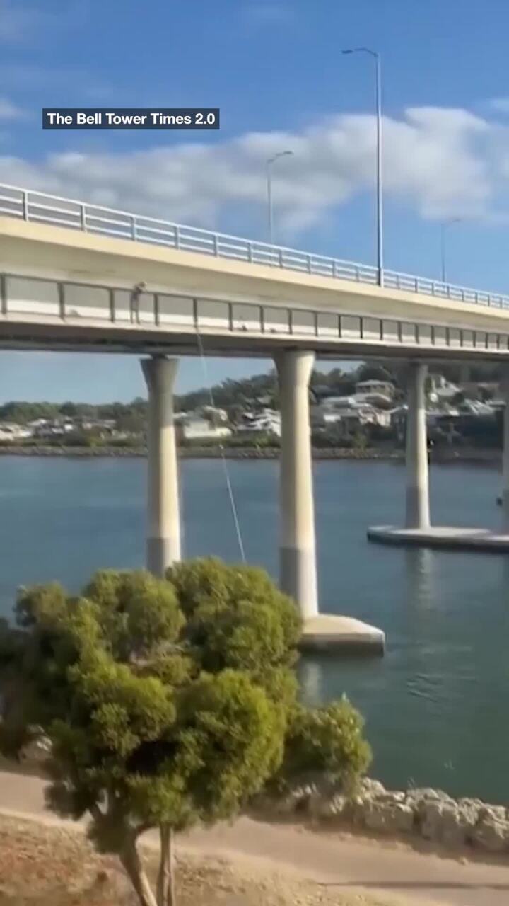 Man bungee jumps off bridge in Mandurah