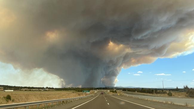 The smoke-filled sky in Warrak, near Ararat, in Victoria’s west.