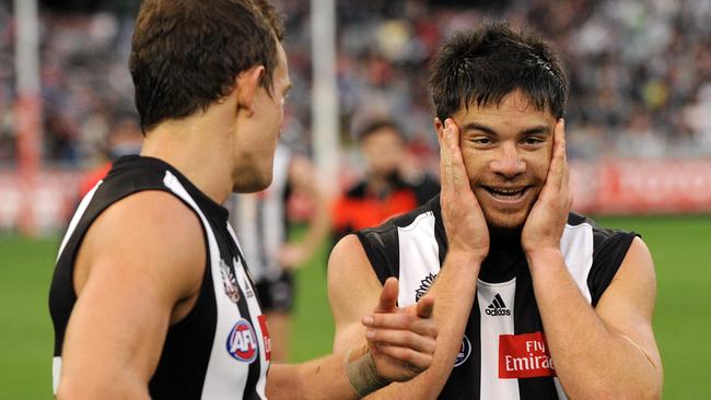 A shocked Paul Medhurst after claiming the Anzac Day Medal in 2008.