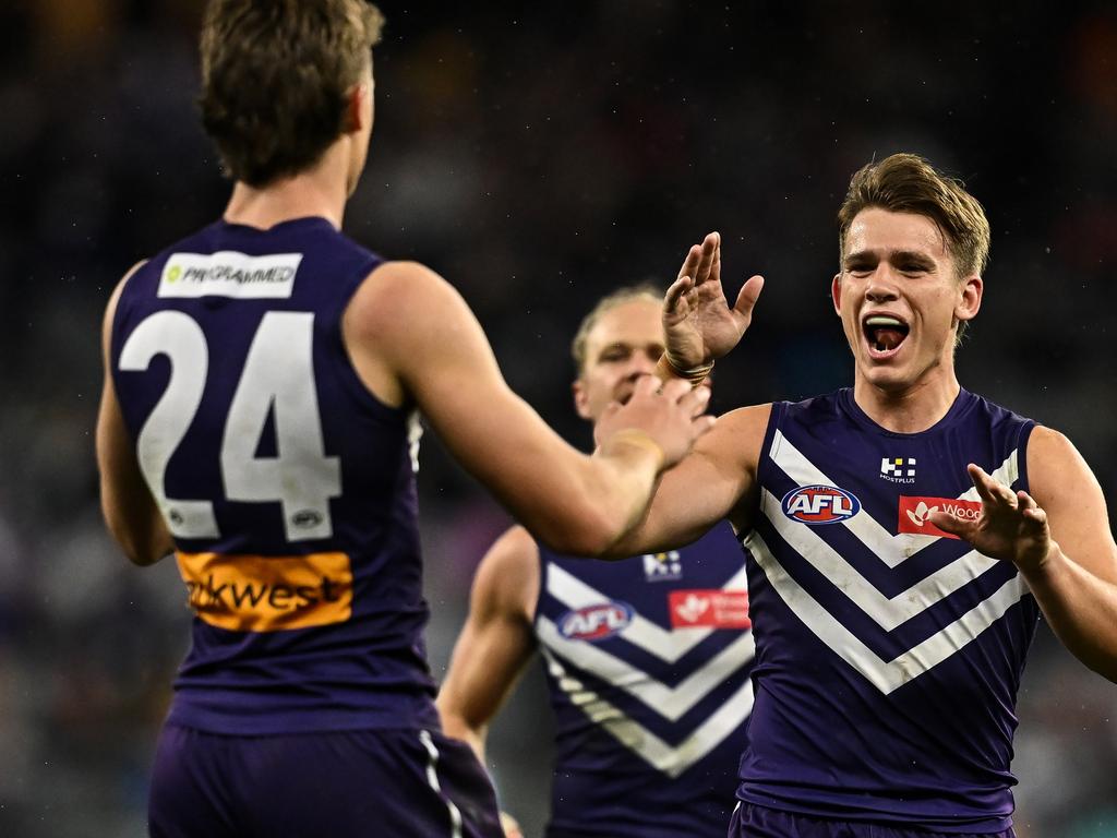 The Dockers have work to do to stay in the top four. Picture: Daniel Carson/AFL Photos