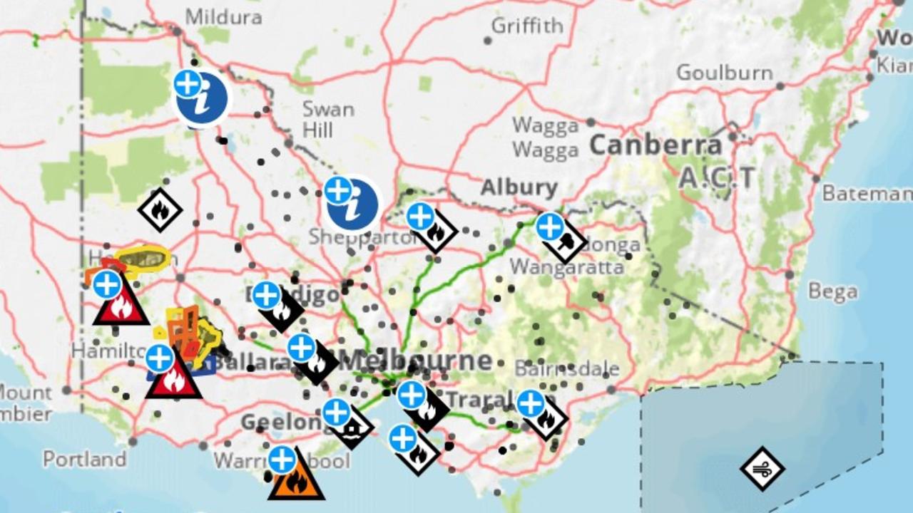 The storms triggered further bushfires across the western region of the state. Picture: VicEmergency.