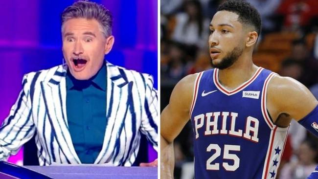 Dave Hughes on The Masked Singer and Ben Simmons. Photo: Ten, Getty.