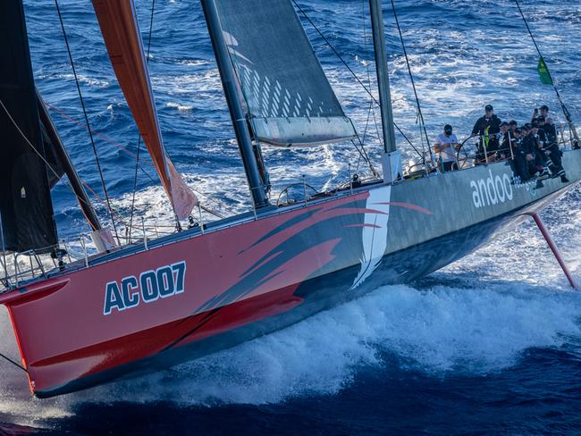 Andoo Comanche heading towards Hobart.  Sydney to Hobart 2022. Picture: Rolex/Andrea Francolini