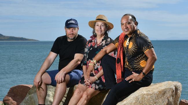 Andri Snaer Magnason, Anna Borzi and Peter Rockford Espiritu at the 2024 First Nations Writers Festival. Picture: Evan Morgan