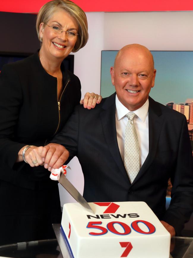 John Riddell and Jane Doyle celebrated 500 consecutive weeks at number 1. Picture supplied by Channel 7