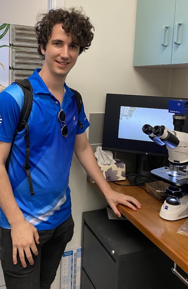 JCU Research Officer Ethan Waters visits a lab at Herbert Cane Productivity Services Limited. Picture: Mostafa Rahimi Azghadi