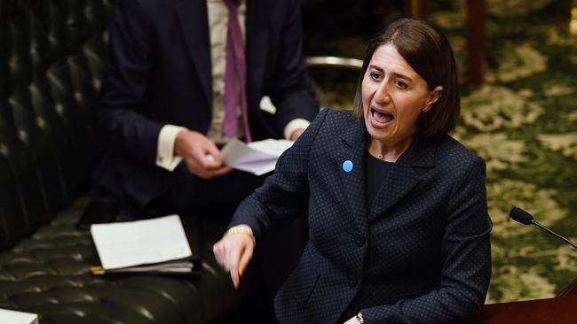 Premier Gladys Berejiklian during question time at NSW Parliament House yesterday. Photo: Kate Geraghty