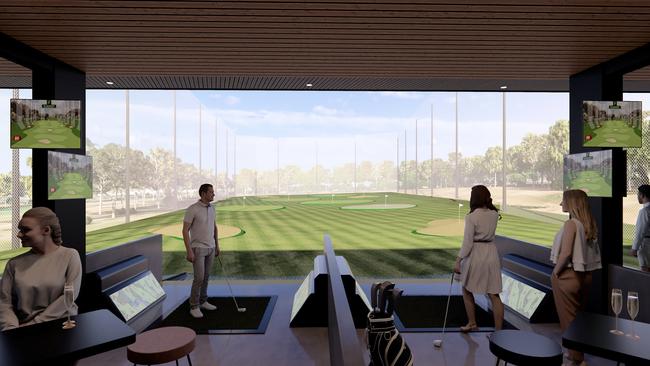 Renders for a new $5m driving range and mini-golf course with dining facilities at Prospect's Country Club Tasmania, occurring parallel to a $14m makeover of the existing 18-hole course and a 372-lot residential development. Picture: Supplied