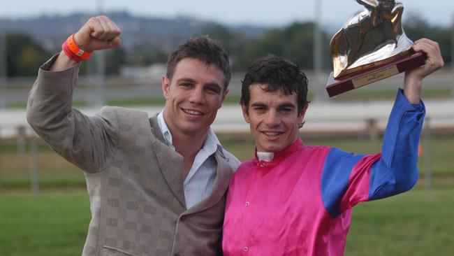 Michael Katsidis with Stathi after his fifth win in the Weetwood Handicap in 2007.