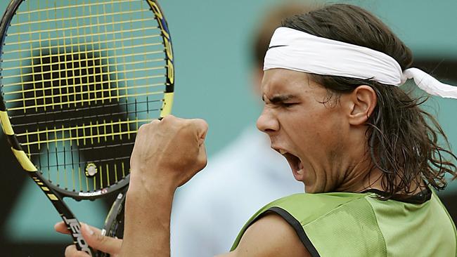 Rafael Nadal after clinching 2005 French Open.