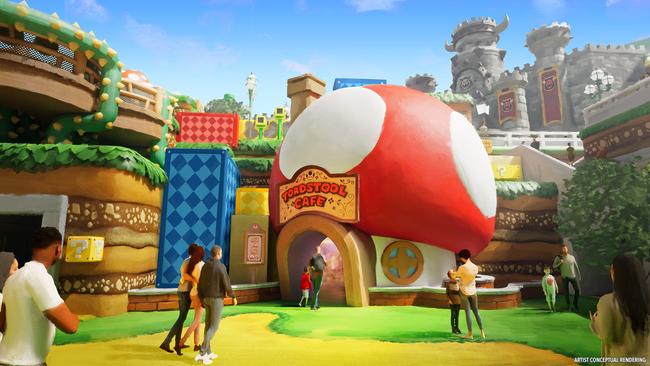 You can also eat in the Super Nintendo World area, with the Toadstool Cafe offering a variety of dishes inspired by Super Mario including Mario and Luigi-themed burgers, Super Mushroom Soup, Piranha Plant Caprese, and Fire Flower Spaghetti and Meatballs. Photo: Universal Epic Universe