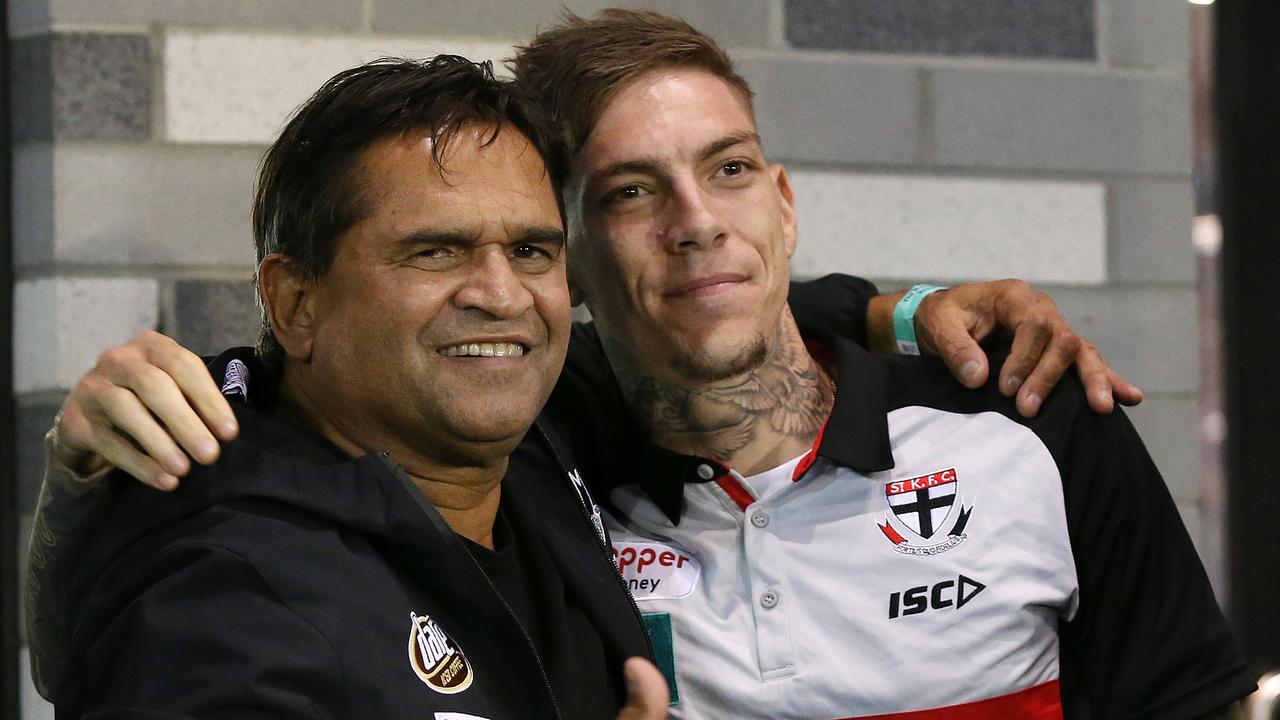 Parker with Saints great Nicky Winmar during his time at St Kilda.