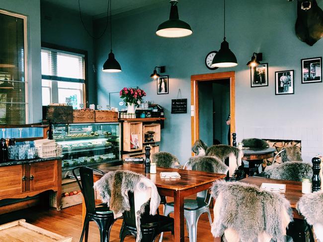 The warm and welcoming interior of the Old Bank Cafe in Geeveston. Picture: STEVE CUMPER