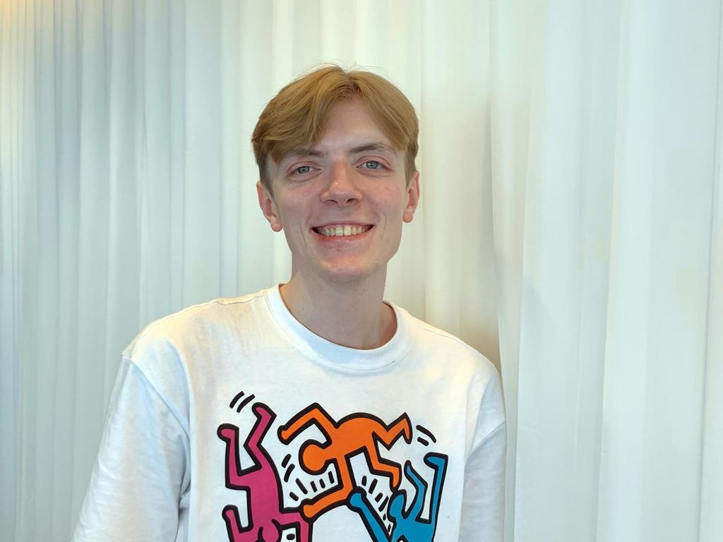 The 26-year-old drama student had to bunk down in the airport after his flight with KLM Royal Dutch Airlines to Edinburgh was cancelled. Picture: PA/AAP