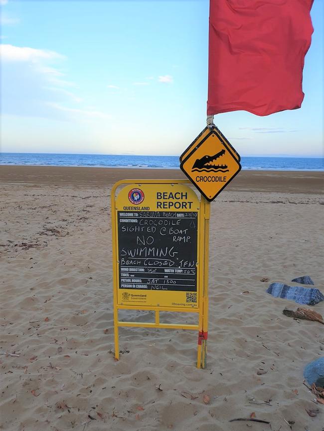 Sarina Beach was closed after a crocodile was spotted nearby. Picture: Contributed