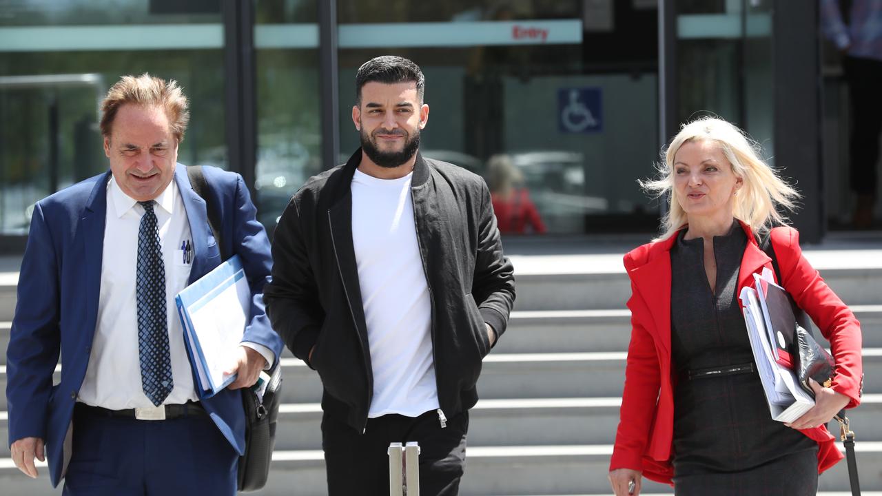 Adrian Portelli leaves the Sunshine Magistrate Court in Victoria with lawyer Penny Marcou. Picture: NewsWire/ David Crosling