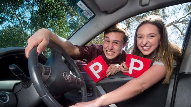 Daniel Bin, 18, and Chloe Wood, 18, are ready to get behind the wheel. Picture: Jay Town.