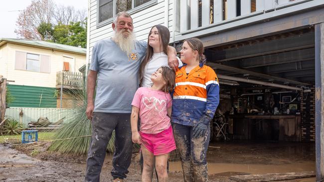 Wayne Hodges with grandchildren Rihanna Sant, 13, Amelia Sant, 11, and Kaleah Potter, 6. Picture: Thomas Lisson