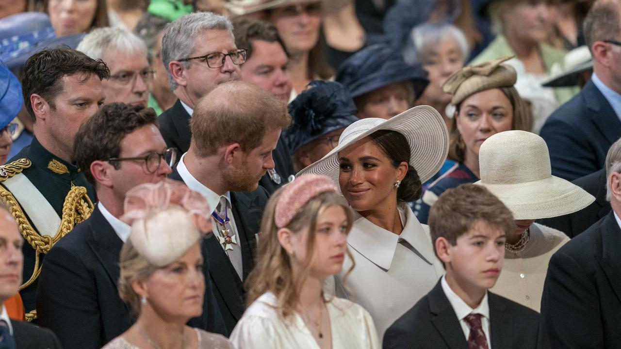 The former working royals were stuck behind a teenager at the late Queen’s service of thanksgiving in June last year. Picture: Arthur Edwards – WPA Pool/Getty Images