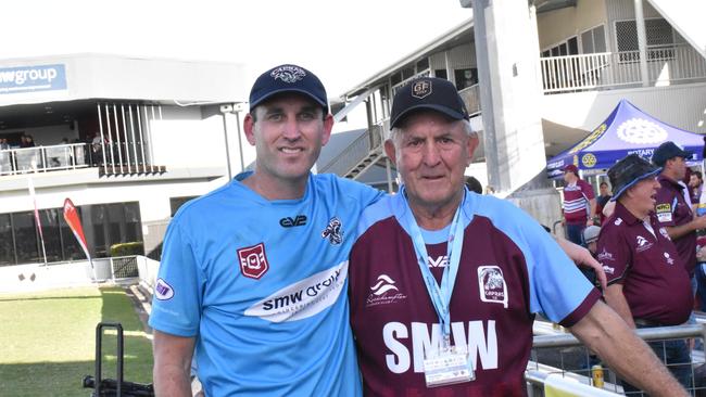 Capras old boy Greg Reynolds (right) with Justen Parle at Browne Park.