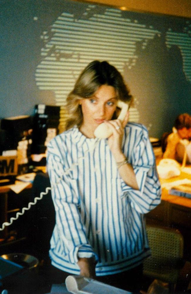 Nasty phone call … Liz in her early days in the Channel 9 newsroom, circa 1983. Her unwelcome post-Today incident would come a few years later. Photo courtesy of Liz Hayes.