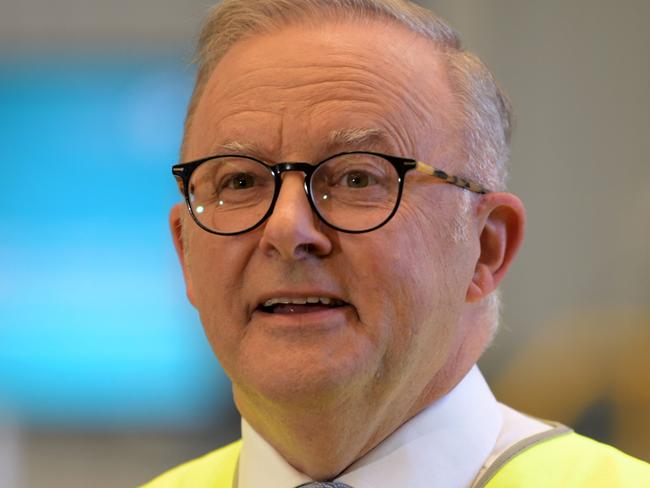 Prime Minister Anthony Albanese visits Australian Vanadium Electrolyte Manufacturing facility In Wangara. Picture: NewsWire / Sharon Smith