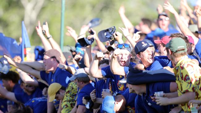 Easts supporters celebrate the win. Picture by Richard Gosling