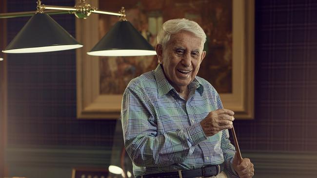 Real Estate mogul Harry Triguboff at his home in Vaucluse, is a long-time fan of billiards and snooker. Picture: Nick Cubbin