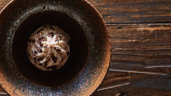 Shiitake ice cream, cacao, sandalwood at Amaru. The Armadale restaurant features in this year’s top 100.