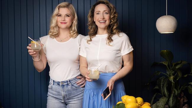 Lucy Durack and Elise McCann created a wellbeing app Hey Lemonade during Covid lockdowns. Picture: Nicole Cleary