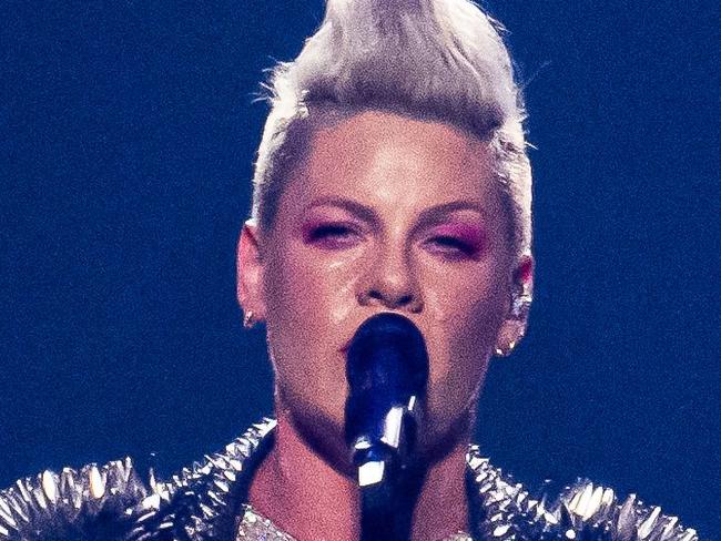 US singer Alecia Beth Moore Hart aka Pink (P!nk) performs on stage at the Paris La Defense Arena, in Nanterre, western Paris, on June 20, 2023. (Photo by Anna KURTH / AFP)