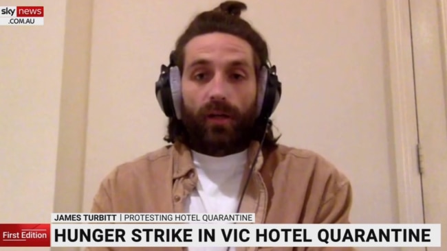 James Turbitt is staging a hunger strike in hotel quarantine toargue  for compassionate exemptions for some returned travellers. Picture: Supplied